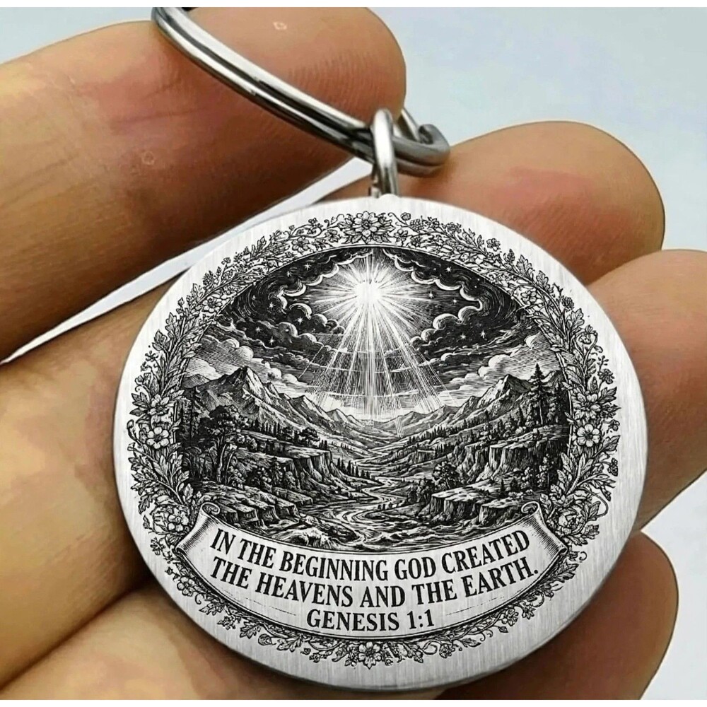 God Lord Jesus Christ 1 : 1 Reminder Stainless Keychain Art Holly Faith Holly